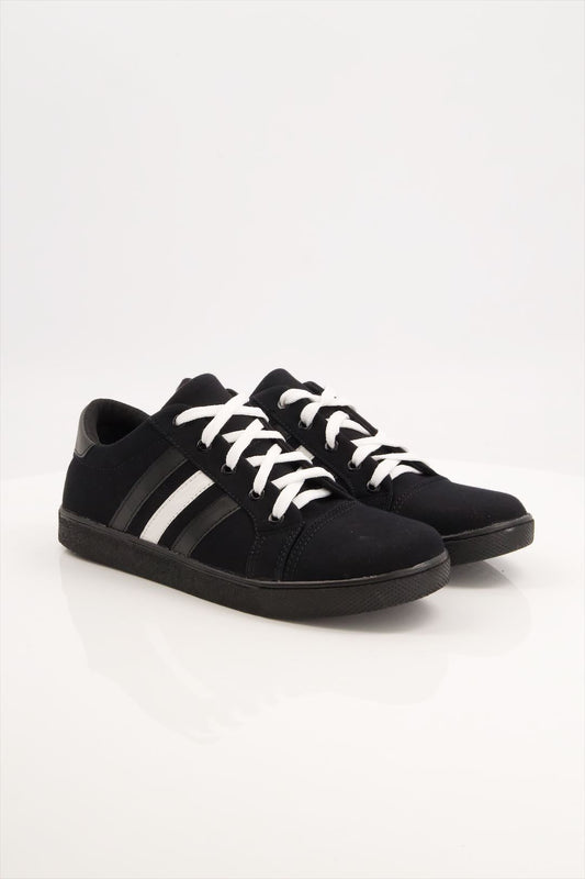 Flamex Black With White Stripe Sneakers